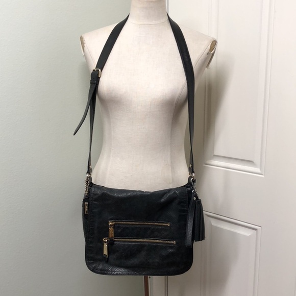 Cole Haan Python Reptile Black Crossbody Purse - Picture 2 of 12